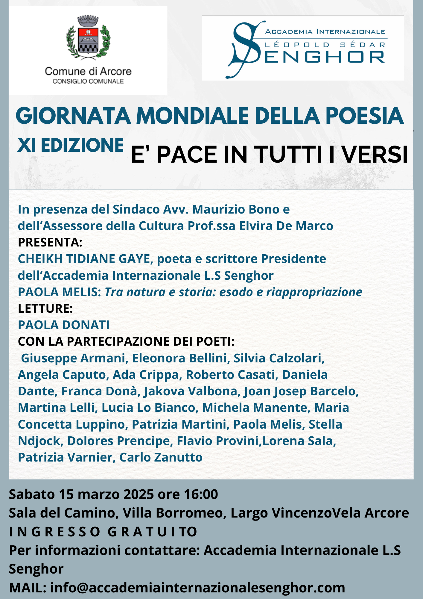 LOCANDINA Giornata Mondiale della Poesia 15 marzo 2025_Sala del camino Arcore